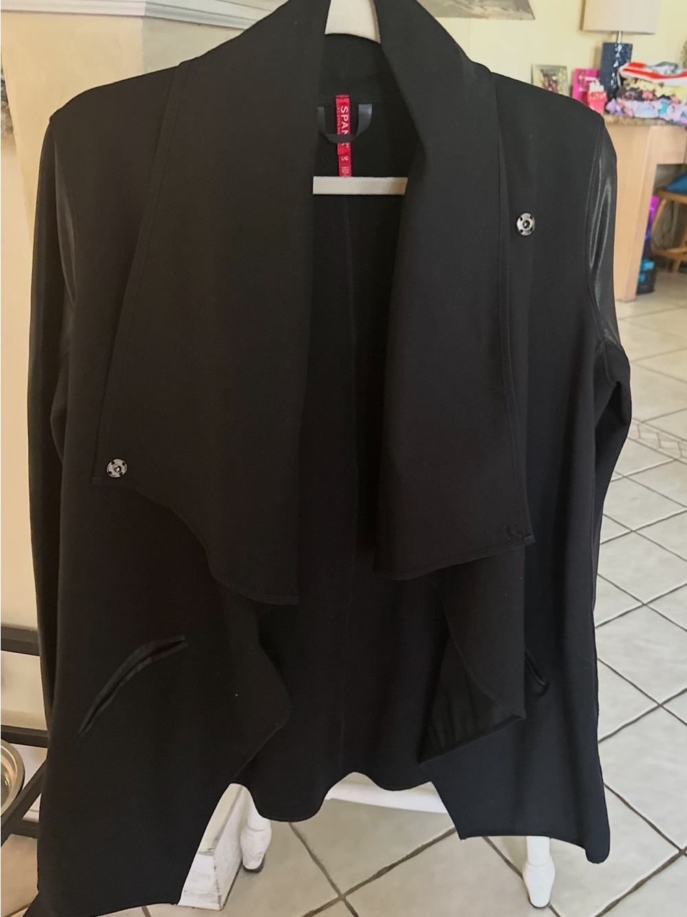 SPANX Black Draped Open-Front Blazer Jacket
